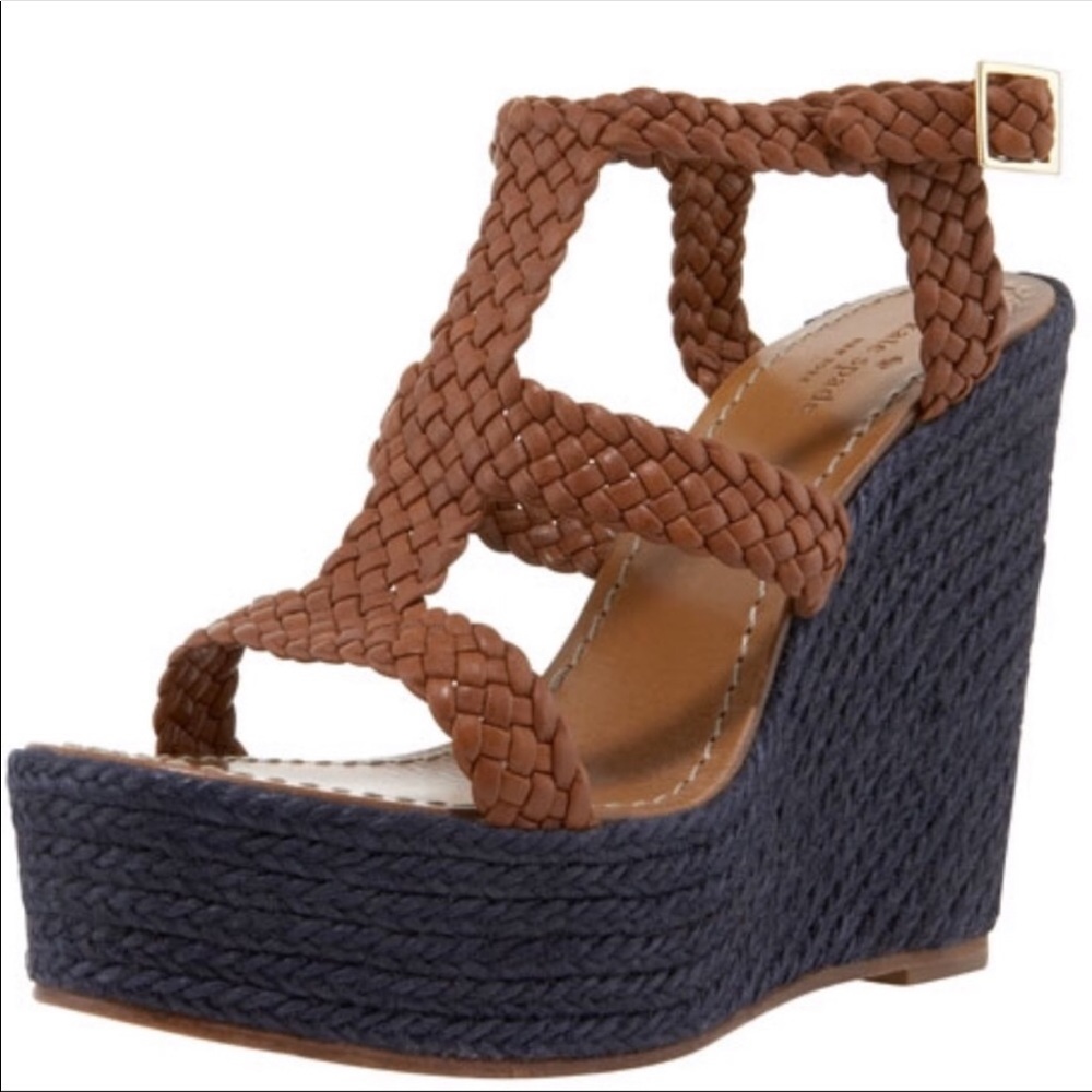 Kate Spade Lila Wedge Brown/Tan & Navy Size 9